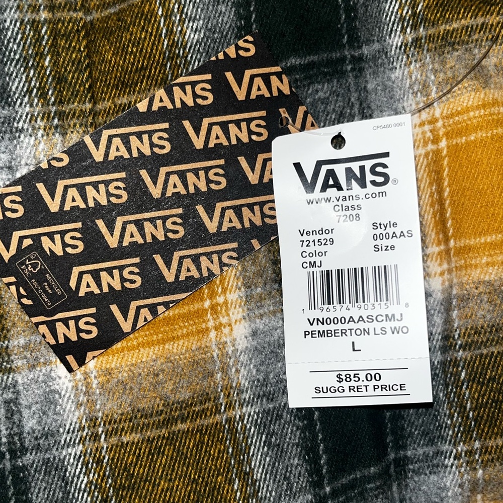 NEW VAN'S "Pemberton LS Button Up Pocket Shirt" MEN'S MULTI-COLOR L Classic Fit - Picture 2 of 4